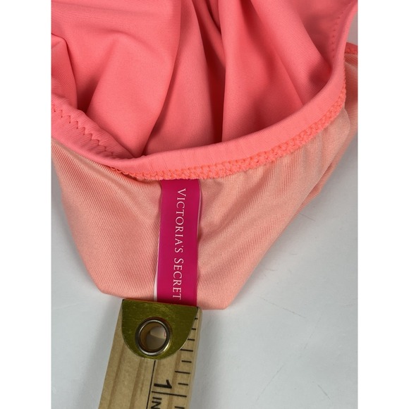 Victoria Secret Coral Orange One piece Swim Suit Ruffle Strap Sz L - Picture 8 of 11